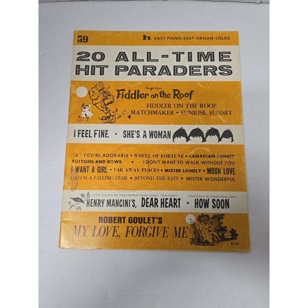 Vintage 1964 20 All Time Hit Paraders From Fiddler On The Roof Sheet Music Book